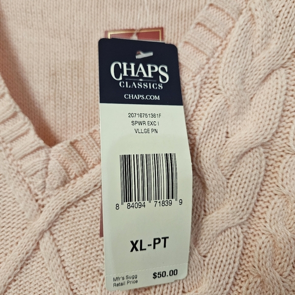 NWT! Light Pink Chaps Petite Knit Sweater! - Picture 2 of 5